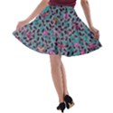 Autumn Leaves Teal Insect Moths Ladybugs A-line Skater Skirt View2