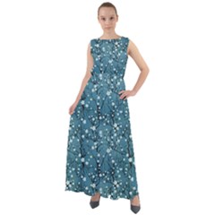 Blue Japanese Cherry Blossom Tree Pattern Chiffon Mesh Maxi Dress by CoolDesigns