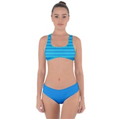 Blue Stripes Criss Cross Bikini Set