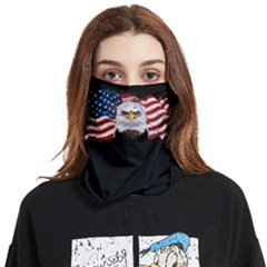 Eagle Black American Usa Flag Print Seamless Face Covering Ear Loops Bandana (two Sides)