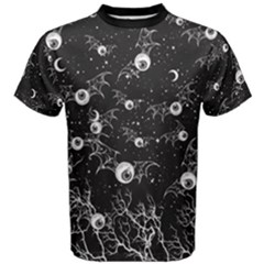 Black Gray Eyeball Bats Print Cotton Tee T-shirt