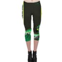 Black Green Tennis Capri Leggings  View1