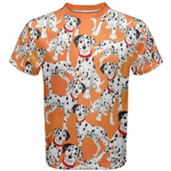 Seamless Dalmatian Dogs Orange Men s Cotton Tee