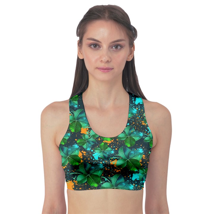 Shamrock Blue Magic Shamrock Handraw Sports Bra