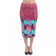 Coral Hawaii Midi Pencil Skirt