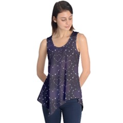 Blue Pattern Star Heart In Night Sky Sleeveless Tunic Top