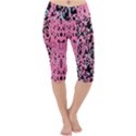 Paint Pink Leopard Print Stretchy Lightweight Velour Cropped Yoga Leggings View1