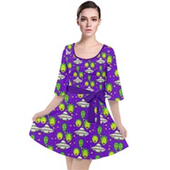 Rick Morty In Space Blue Violet Frizzle Letter Velour Kimono Dress by CoolDesigns
