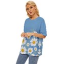 Light Blue Daisy Floral Oversized Basic Tee Top View2