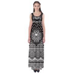 Skull Tribal Black Seamless Empire Waist Maxi Dress