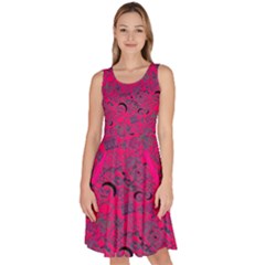 Hot Pink Morty Frizzle Letter Print Knee Length Skater Dress With Pockets by CoolDesigns