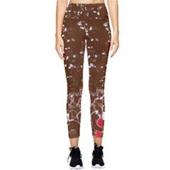 Brown Pattern Music Notes Treble Clef Pocket Leggings by CoolDesigns