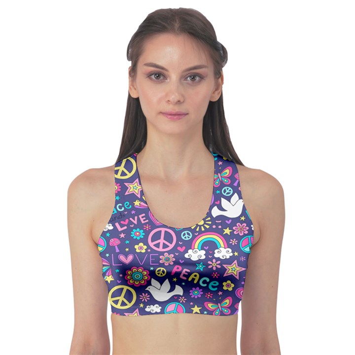 Love & Peace Violet Valentine Day Pattern Sports Bra