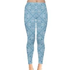 Blue Lace Pattern Leggings