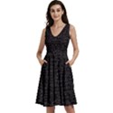 Math Formula Black & Gray Sleeveless V-Neck Skater Dress with Pockets View1