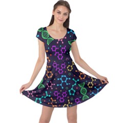 Chemistry Science Pattern Dark Purple Cap Sleeve Dress by CoolDesigns