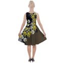 Vintage Hand Draw Black Olive Floral Knee Length Skater Dress With Pockets View2