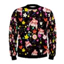 Floral Black Cute Rabbit Kawaii Fleece Pullover Sweatshirt View1