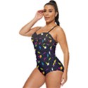 Colorful Space Cats Saturn and Stars Retro Full Coverage Swimsuit View2