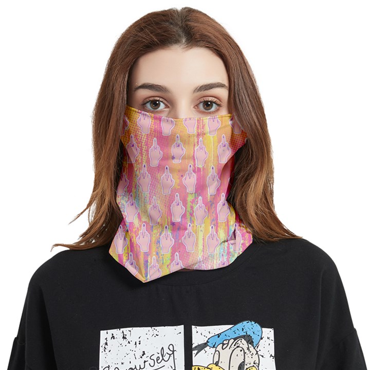 Middle Finger Hands Gradient Yellow Pink Outdoor Face Covering Bandanas