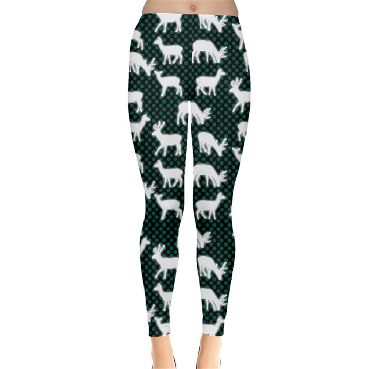 Deer Dark Green  Leggings 