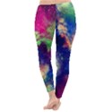 Colorful Space Black A Fun Night Sky the Moon and Stars Colorful Fleece Lined Winter Leggings View4