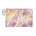 Pink & Yellow Floral Bunnies Rabbit Animal Print Canvas Cosmetic Bag View1