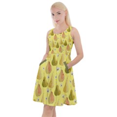 Light Yellow Pear Pattern Knee Length Skater Dress With Pockets by CoolDesigns