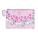 Cute Rabbit with Hearts Pink Canvas Cosmetic Bag View1