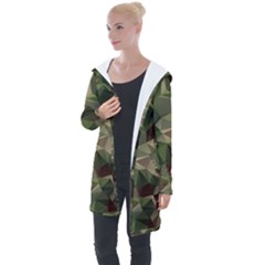 Abstract Vector Military Camouflage Background Longline Hooded Cardigan