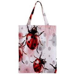 Ladybugs Pattern Texture Watercolor Zipper Classic Tote Bag by Bedest
