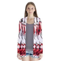 Ladybugs Pattern Texture Watercolor Drape Collar Cardigan