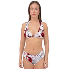 Ladybugs Pattern Texture Watercolor Double Strap Halter Bikini Set by Bedest