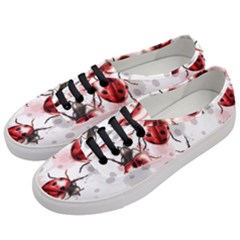 Ladybugs Pattern Texture Watercolor Women s Classic Low Top Sneakers by Bedest