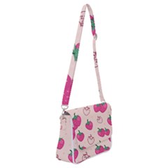 Seamless Strawberry Fruit Pattern Background Shoulder Bag With Back Zipper