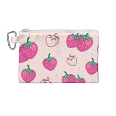 Seamless Strawberry Fruit Pattern Background Canvas Cosmetic Bag (medium) by Bedest