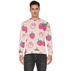 Seamless Strawberry Fruit Pattern Background Men s Fleece Sweatshirt by Bedest