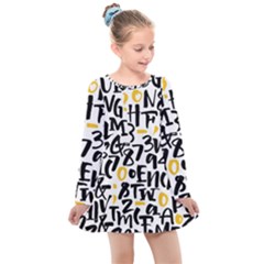 Letters Pattern Kids  Long Sleeve Dress