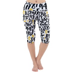 Letters Pattern Lightweight Velour Cropped Yoga Leggings by Bedest