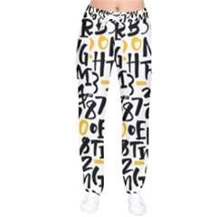 Letters Pattern Women Velvet Drawstring Pants