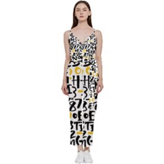 Letters Pattern V-neck Camisole Jumpsuit