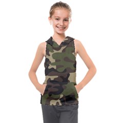 Texture Military Camouflage Repeats Seamless Army Green Hunting Kids  Sleeveless Hoodie