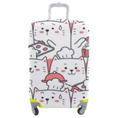 Cute Cat Chef Cooking Seamless Pattern Cartoon Luggage Cover (medium)