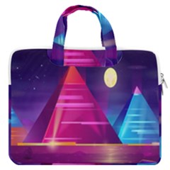 Egyptian Pyramids Night Landscape Cartoon Art Macbook Pro 13  Double Pocket Laptop Bag by Bedest