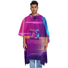 Egyptian Pyramids Night Landscape Cartoon Art Men s Hooded Rain Ponchos by Bedest