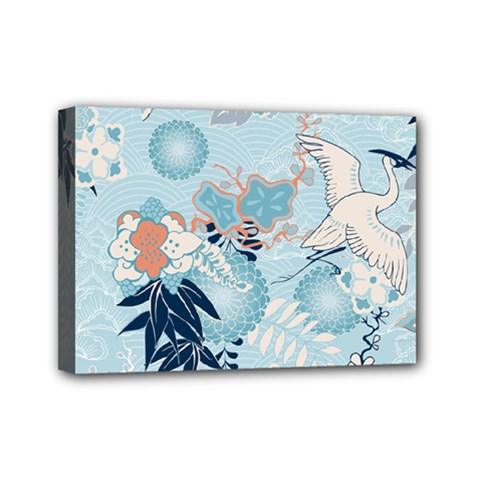 Crane Pattern Bird Animal Nature Mini Canvas 7  X 5  (stretched) by Bedest