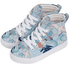 Crane Pattern Bird Animal Nature Kids  Hi-top Skate Sneakers by Bedest