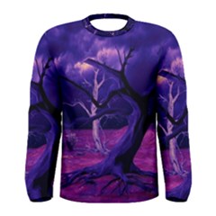 Forest Night Sky Clouds Mystical Men s Long Sleeve T-shirt by Bedest