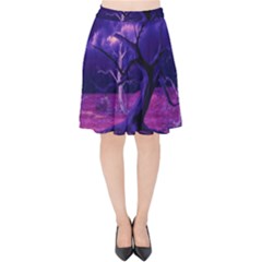 Forest Night Sky Clouds Mystical Velvet High Waist Skirt by Bedest