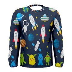 Big Set Cute Astronauts Space Planets Stars Aliens Rockets Ufo Constellations Satellite Moon Rover V Men s Long Sleeve T-shirt by Bedest
